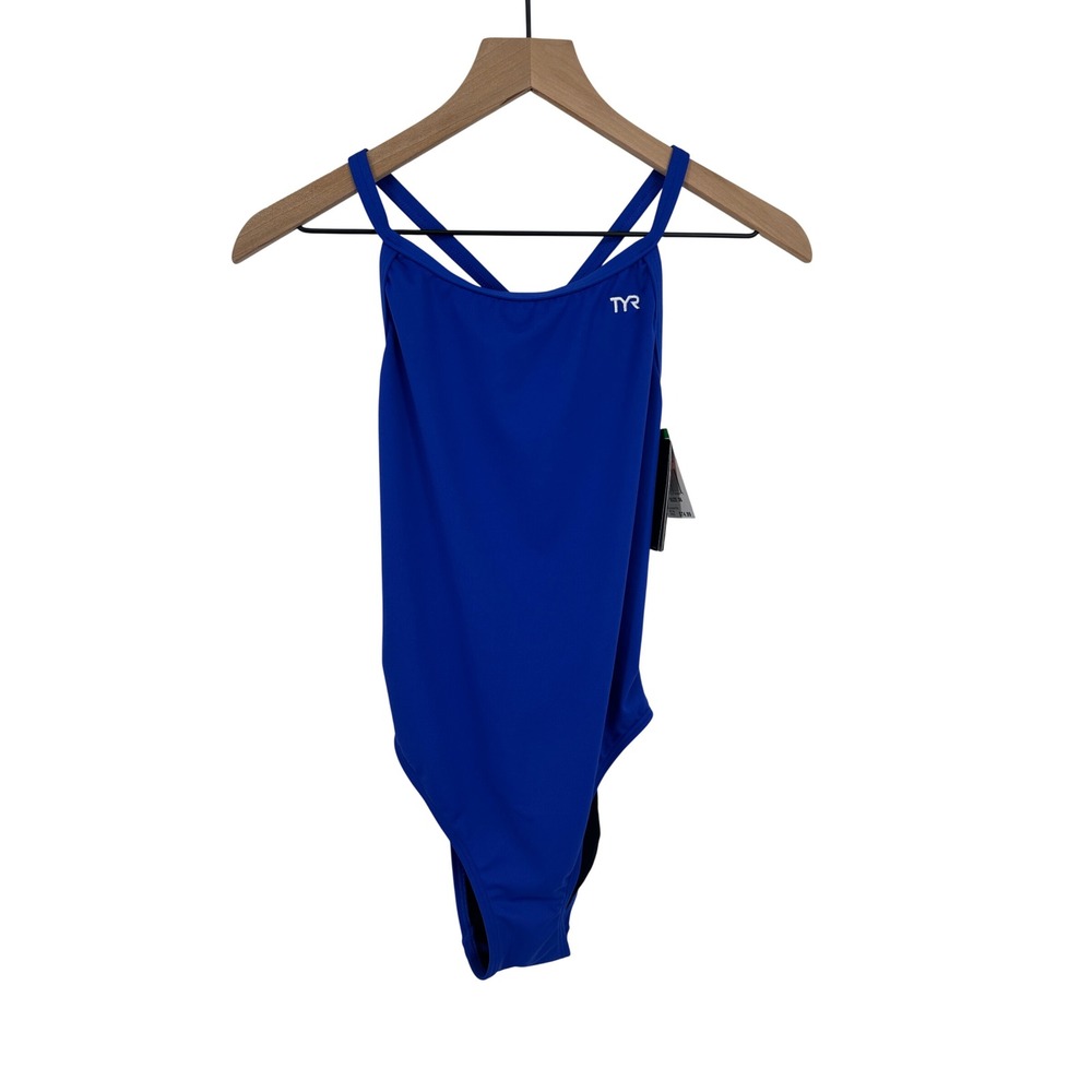 TYR Swimsuit Womens 36 L Royal Blue Solid Diamondfit One Piece Athletic NWT $74